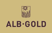 Alb-Gold Logo Aubergine auf Gold