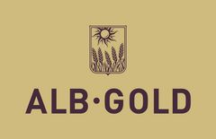 Alb-Gold Logo Aubergine auf Gold