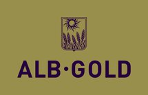 Alb-Gold Logo Aubergine auf Gold