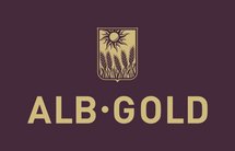 Alb-Gold Logo Gold auf Aubergine