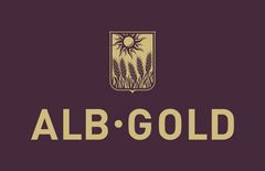 Alb-Gold Logo Gold auf Aubergine